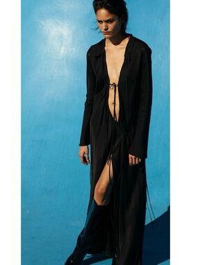 Bec + Bridge Emery Long Sleeve Tie Black Maxi Dress New Size 6